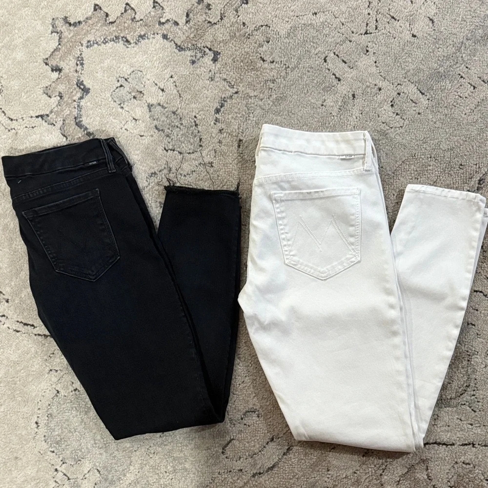 🖤🤍MOTHER Bundle, Black and White Jeans, The Looker, Gorgeous! Size 29 run small - Picture 1 of 10